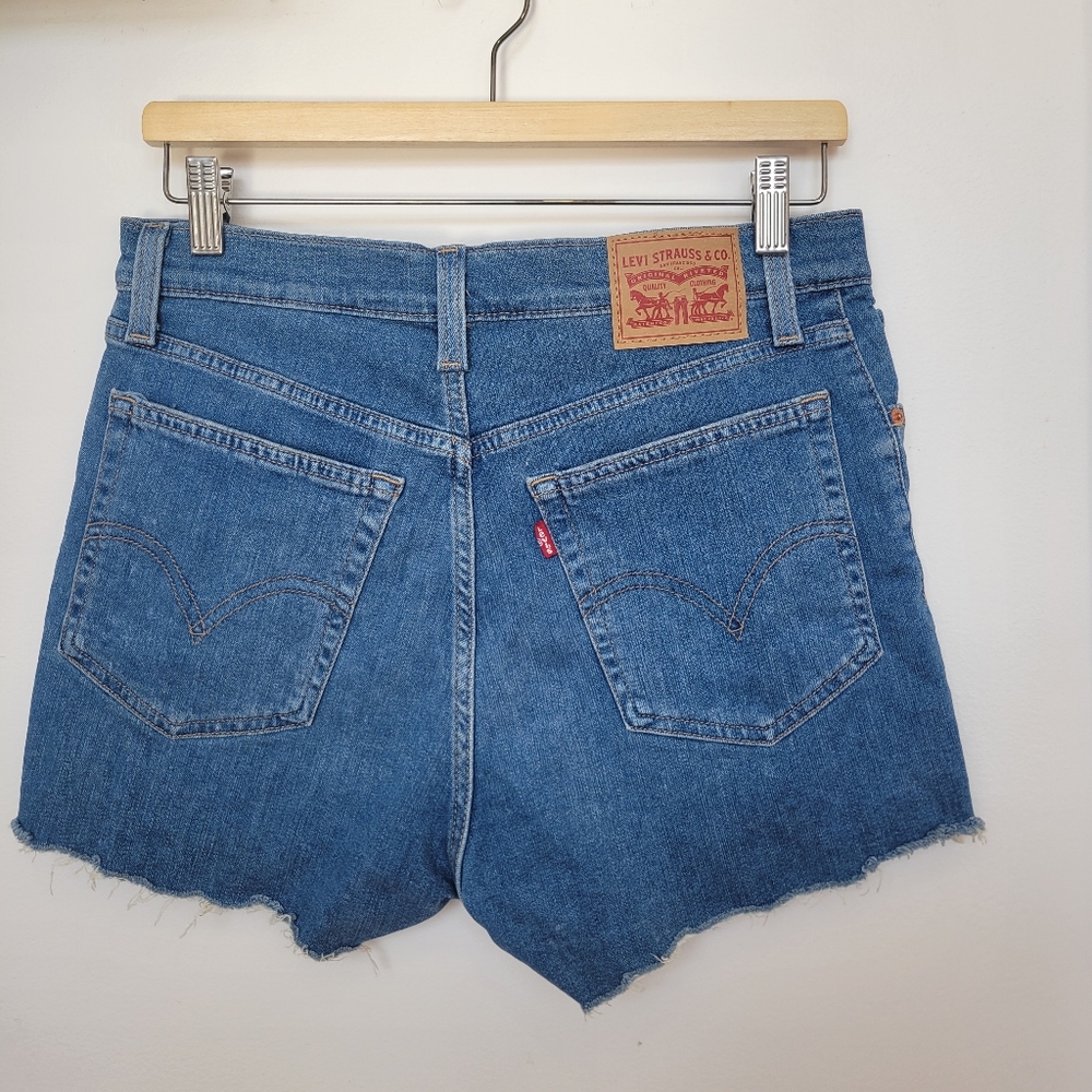 Levi's Women Distressed High Rise Raw Hem Denim Shorts